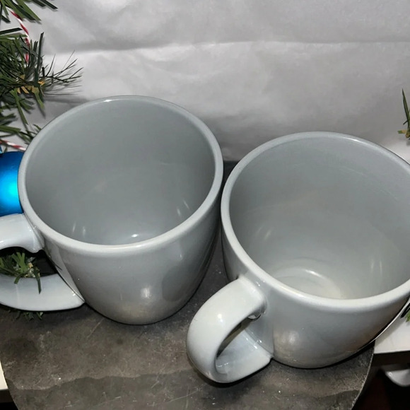 Corelle coordinated Stoneware Light grey Coffee Mugs Cups Made in china Lot of 2 - Picture 2 of 3
